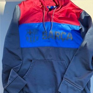 FC Barcelona Men's Red and Blue Hoodie
